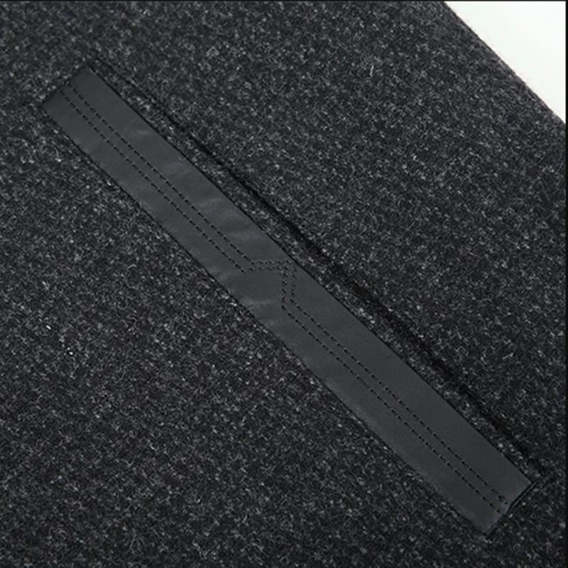 Men's Autumn and Winter Wool Plus Velvet Padded Jacket Stand-collar Casual Jacket Male Warm Thick Coats Mid-length Thick Coat Black Grey Outerwear