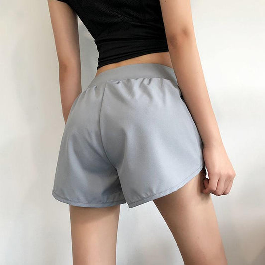 Women Summer Soft Sports Shorts Fitness Solid Color Shorts Loose High Waist Yoga Shorts Slim Running Casual Shorts