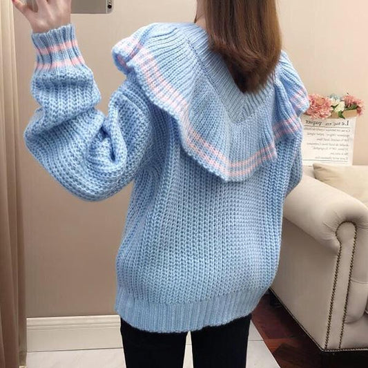 Autumn and Winter Ins Loose Blouse Round Neck Fashion Sweater Long Sleeve Student Coat Female