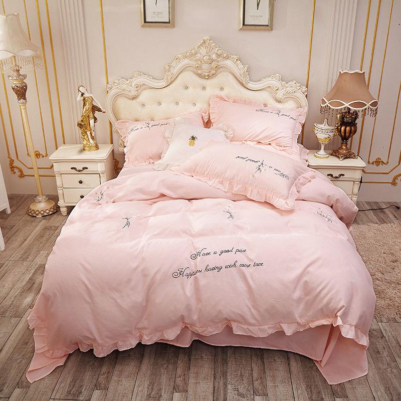 Embroidered Thick Brushed Princess Style Four-piece Lace Duvet Cover Double Bed Single Bedspread Bedding