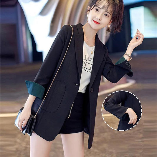 Women's Blazer Thin Style Design Temperament Slim Slimming Middle-sleeved Suit Women's Thin Casual Jacket Comfortable and Lightweight