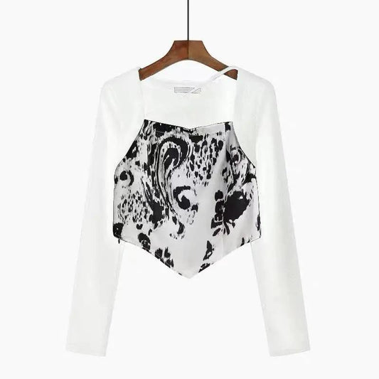 2PCS Women's Suit Autumn Pure Desire Gentle Long-Sleeve Top + Floor-Mopping Wide-Leg Trousers Two-piece Set Casual Personality Girl Jogging Suit