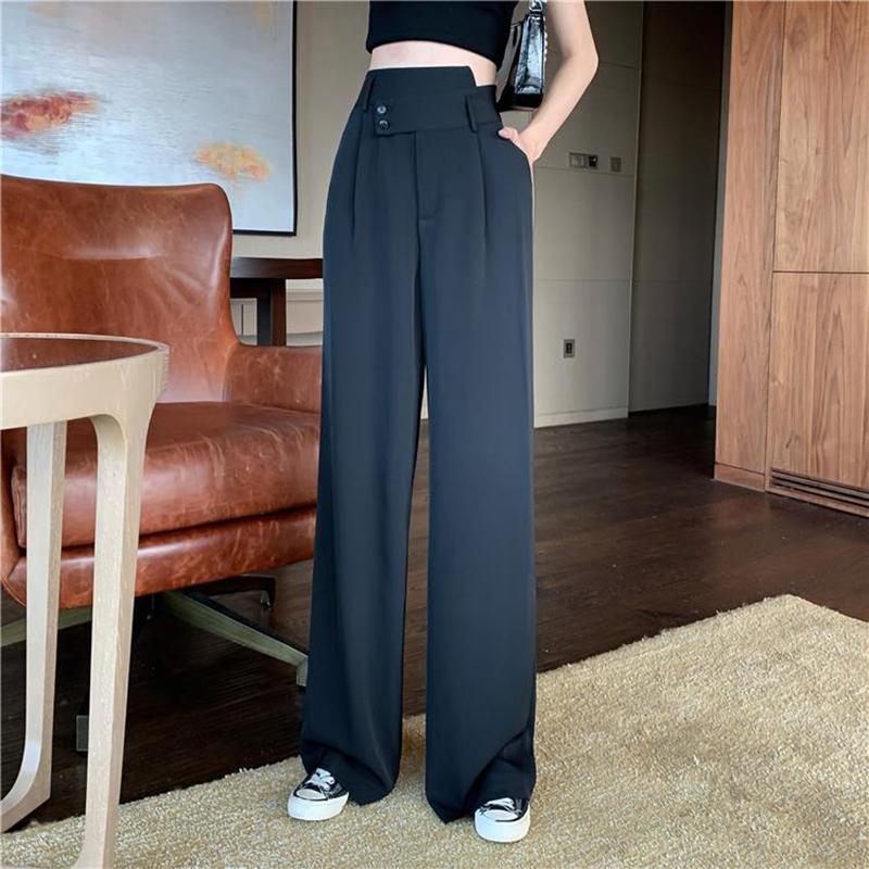 Flared Pants Women Fashion Plus Size Loose Casual Trousers Spring Autumn Women Bottoms Black White