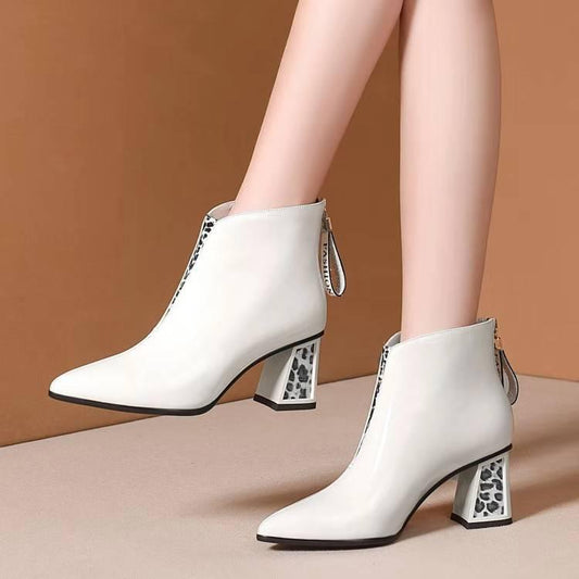 Autumn Winter Short Cylinder Boots With High Heel Boots Shoes Martin Boots Women Ankle Boots