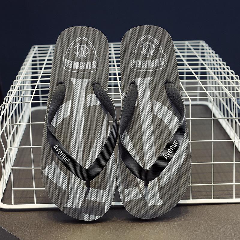 Designer Printed Black Men's Flip-Flops Soft Comfortable Non Slip Summer Beach Slippers Men Couple Outdoor Flat Mens Slippers