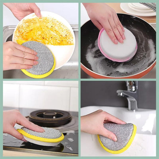 Cager Cloth Does Not Touch The Oil Dishwashing Sponge Kitchen Dishwash Brush Pot Thickened Double-sided Dishwashing Sponge