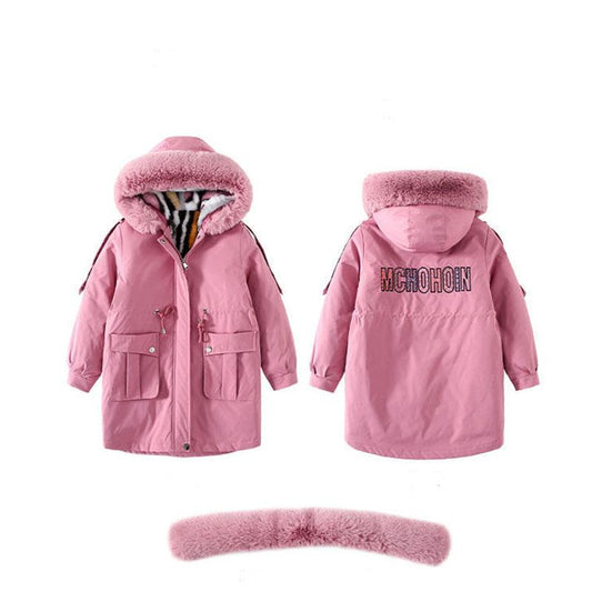 Girls Keep Warm Winter Thick Detachable Liner Jacket Plush Thick Windproof Cotton Clothing