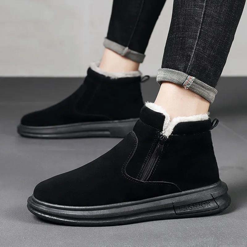 Winter Casual Men's Shoes Plus Velvet Thick Warm Snow Boots Waterproof Non-slip High-top Warm Boots