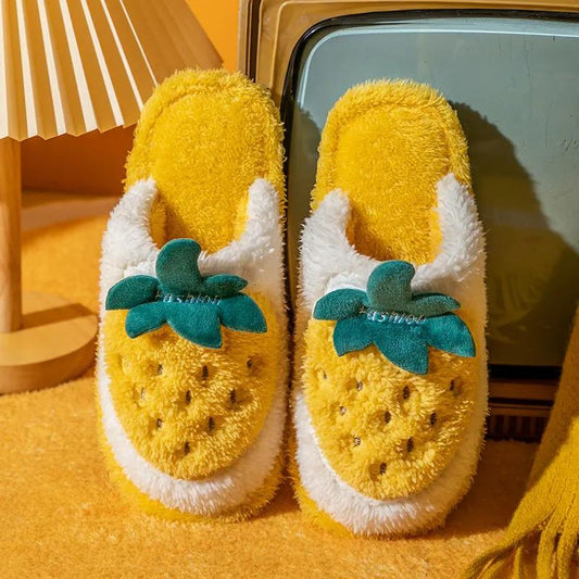 Cotton Slippers for Men and Women Autumn and Winter Home Couples Indoor Warm Cartoon Plush Slippers
