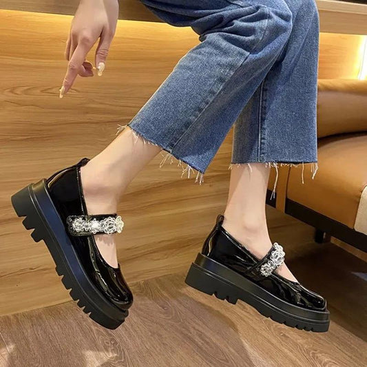 British Leather Shoes Women Retro Thick Bottom Increased Mary Jane Japanese Jk Shoes Loafers Comfortable Casual Style