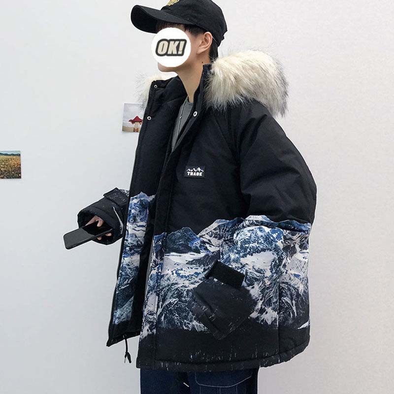 Cotton-padded Jacket Men's Padded Jacket 2021 New Student Loose Padded Jacket Winter Trend Down Padded Jacket Men