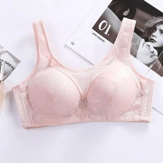 Adjustable Gathered Sexy Lace Bra Seamless No Steel Ring Underwear Ladies Anti-sagging Side Thin Mold Cup Breathable Bra