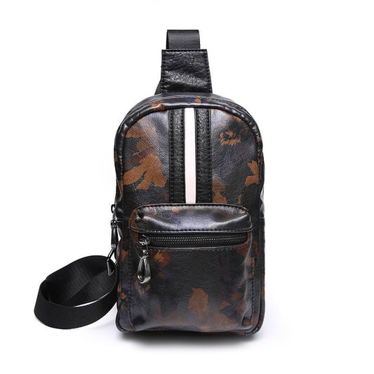 Chest Bag Men Black Large Capacity Pattern Crossbody Outdoor Sports Fitness Shoulder Bag