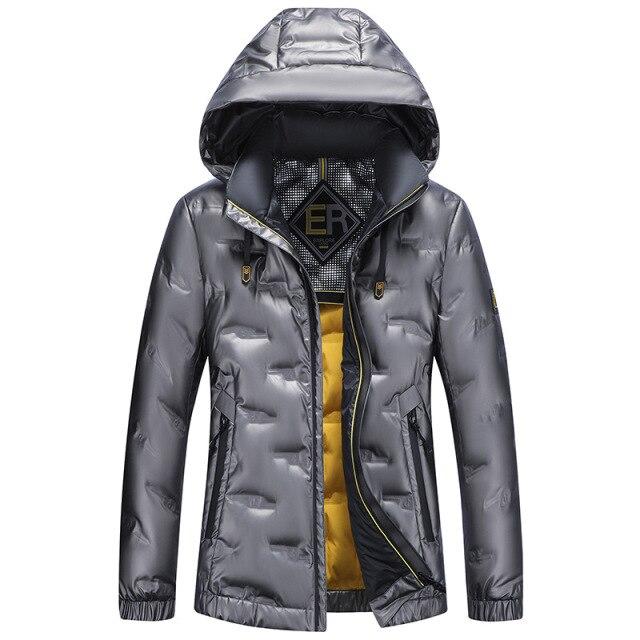 White Down Jacket Men's Thick Winter Hooded Warm Parka Coat Waterproof and Windproof
