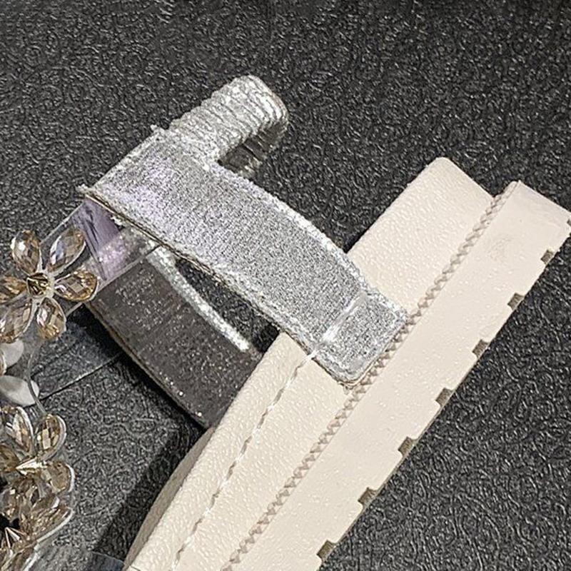Sandals Women's Elastic Band Rhinestone Flowers Flat Soft Sole Beach Roman Sandals Outdoor Casual Sandals Women's Platform Sandals