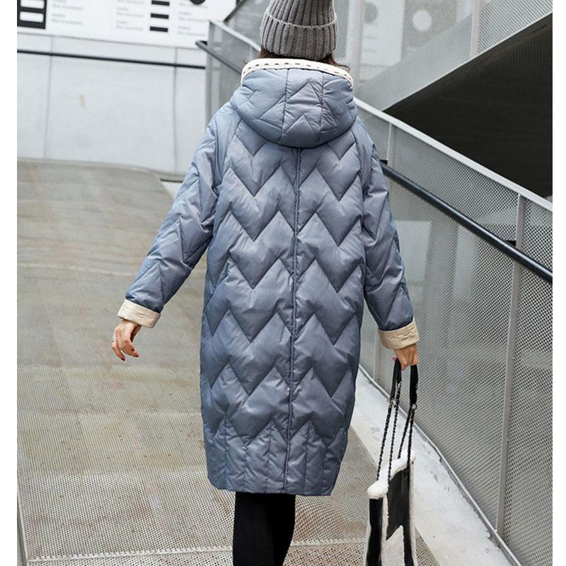 Women's Mid-length Loose and Warm Fashion Jacket Women's Winter Korean Knitted Woolen Hooded Down Jacket