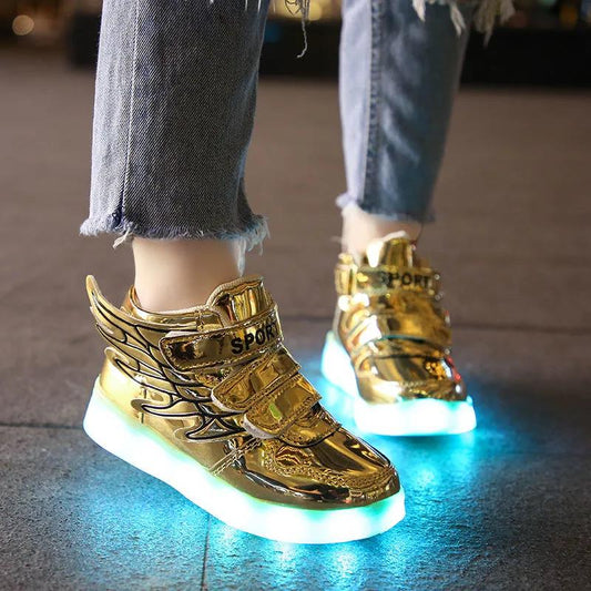 Children's Flash Shoes USB Charging and Cotton Luminous Children's Shoes Men's and Women's Luminous Fluorescent Shoes Baby Colorful Light Shoes
