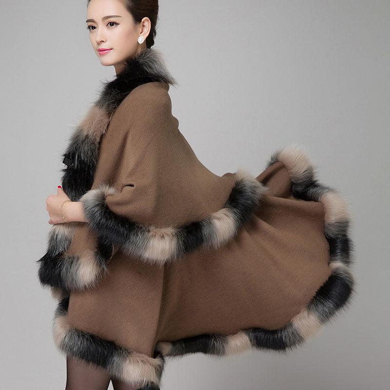 Fluffy Coat Winter Faux Fur Coat Women Mid-length Luxury Shawl Coat Cardigan Plus Size Faux Fur Shawl