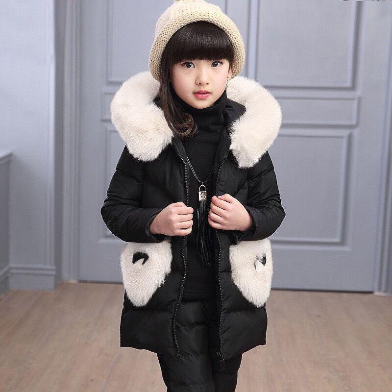 Kids Fashion Casual Girl 'S Winter Warm Thicker Jacket Full Sleeve Hooded 3 Pcs Suit Outerwear Coats