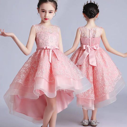 Girls Dress Princess Dress Tail Tutu Dress Spring and Summer Little Girl Catwalk Piano Host Performance Costume
