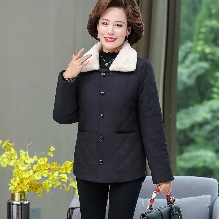 Women's Winter Cotton Padded Jacket Middle-aged and Elderly Women's Large Size Thickened Down Cotton Coats