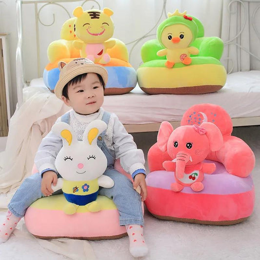 Children 4 Months-4 Years Old Cartoon Animal Seat High Elastic Sponge Bedroom Living Room Baby Room Thicker and Softer Plush Baby Sofa