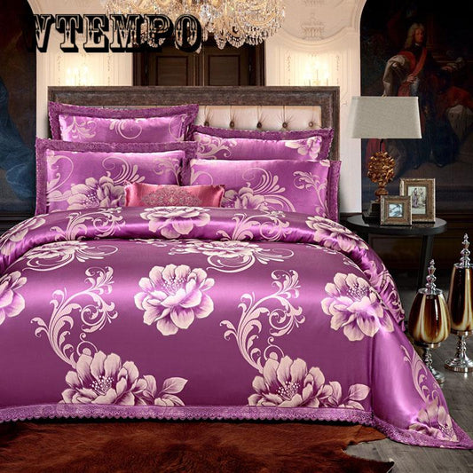 Four-piece cotton lace quilt cover sheets home bedroom bedding set European jacquard cotton