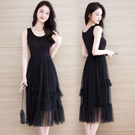 Ladies Simple Tank Top Skirts Mesh Bottoming Skirts In Summer Modal Mid-Length Sling Dresses Sweet Cake Skirts Ladies Sling Dresses