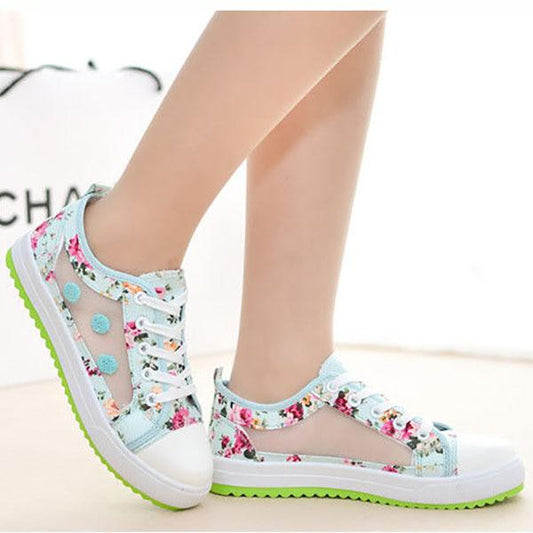 Summer Low-cut Canvas Shoes Female Students Korean Sports Casual Shoes Hollow Shallow Shoes