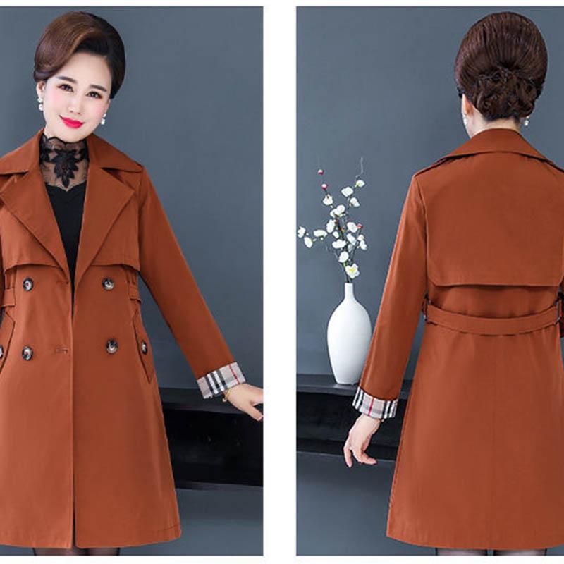 Middle-aged Mother Autumn Jacket Windbreaker Women's Mid-length Middle-aged Spring and Autumn Western Style Blouse