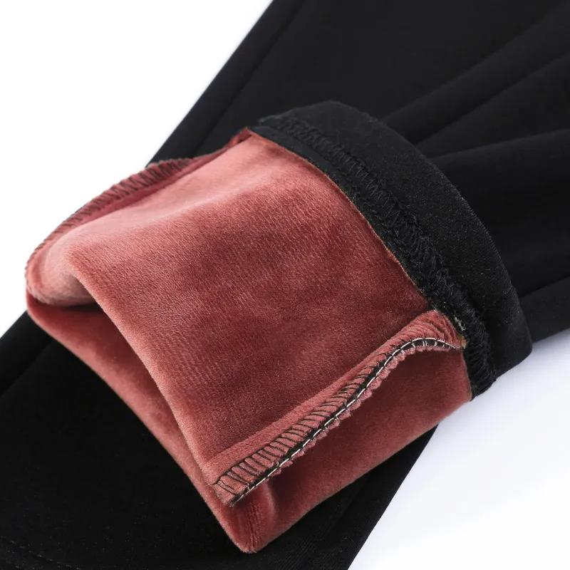 Plus Fleece Leggings Women's Outer Wear Black Winter Nine-point Feet Pants Tight-fitting High-waist Thickened Women's Trousers