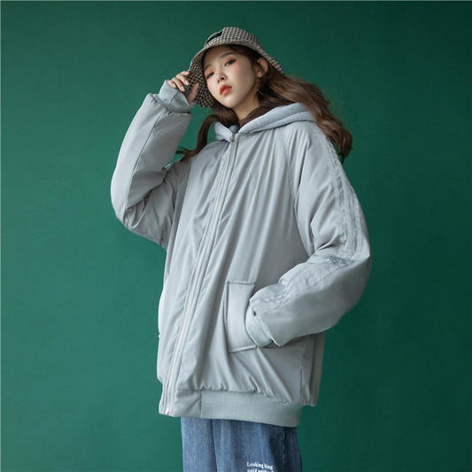 Cotton Jacket Women Winter Korean Version of Loose Ins Tide Hooded Cotton Jacket Short Couple Thickened Quilted Jacket
