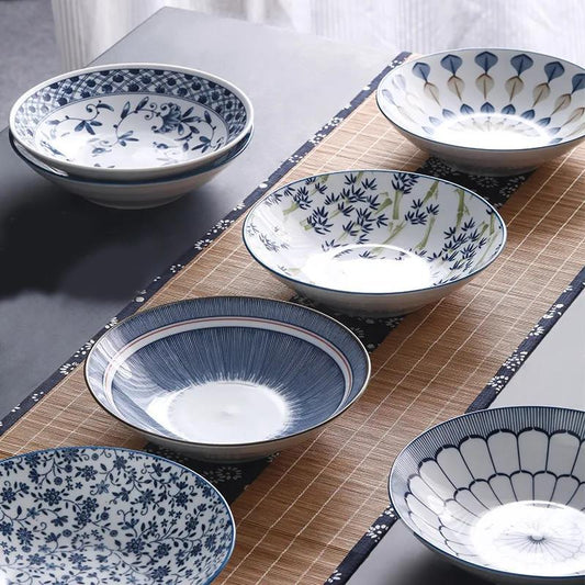 Blue and White Japanese-style Plate with Fruit Dessert Dish Plate Country Style Plate