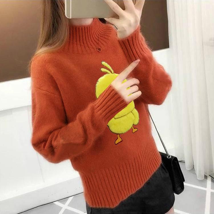 Long Sleeve High Collar Sweater Knitting Sweater Women's Autumn and Winter Bottoming Shirt Warm