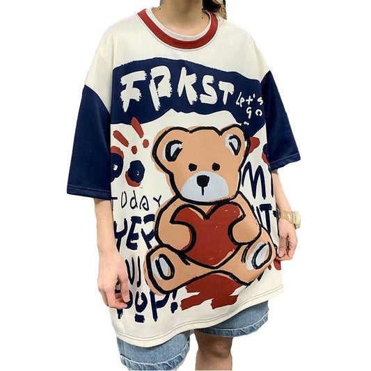Summer Graffiti Short-sleeved T-shirt Men's Trend Loose Couples Half Sleeves