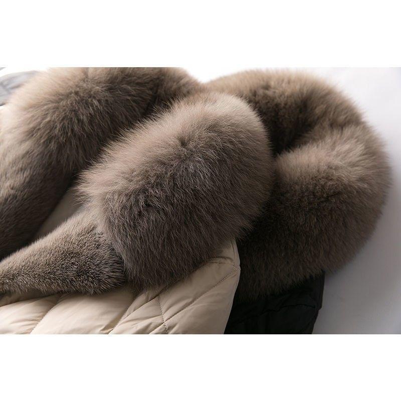 Women's Mid-length Coat, Light and Luxurious Temperament, Large Fur Collar Waist Down Cotton Jacket