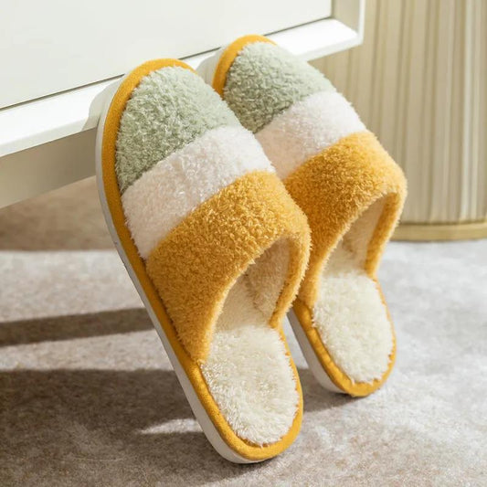 Autumn and Winter Cotton Slippers for Men and Women Home Warm and Non-slip Indoor Thickening Plus Velvet Couple Fur Slippers