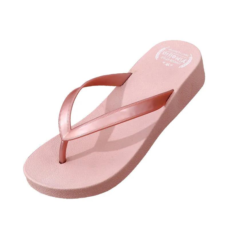 Flip-flops Ladies Casual Sandals and Slippers Women's Autumn and Summer Flip-flops Non-slip Thick-soled Student Simple Beach Shoes One Size Smaller