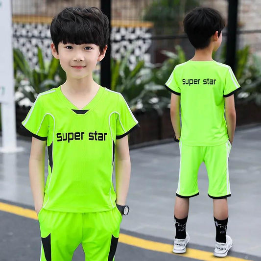 Children's Clothing Summer Short-sleeved Suit Breathable Light Thin Sports Clothing Leisure Sports Two-piece Set