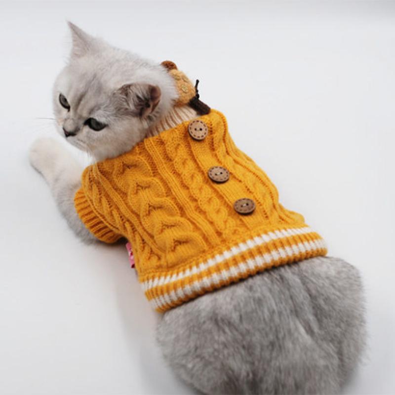 Cat Button Sweater Dog Autumn Winter Clothes Pet Apparel Puppies Small Dog Cat Clothing Cute Flower Knitwear Dogs Cats Warm Clothes Pet Supplies