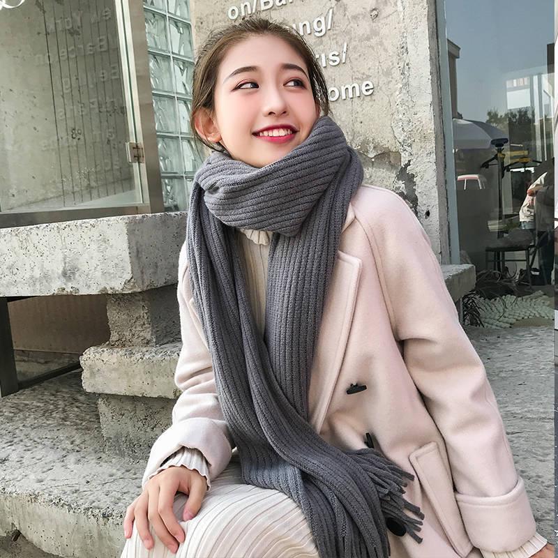 Scarves Ladies Knit Comfortable Warm Thick Long Scarf Women Tassel Big Outdoor Sweet Shawl