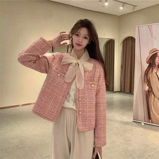 Coat High-end Sense Small Fragrance Pure Desire Women's All-match Spring and Autumn Gentle Wear Sweet and Elegant Ladies' Long-sleeved Coat