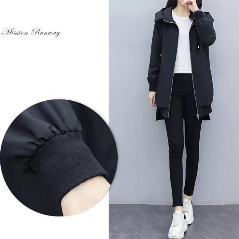 Spring Women Windbreaker Boutique Hooded Jacket Casual Coat Soft and Comfortable Top Long