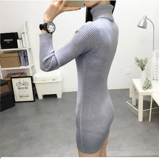 Autumn and Winter Turtleneck Sweater Women Pullover Mid-length Slim-fitting Thick Tight Knit Bottoming Shirt