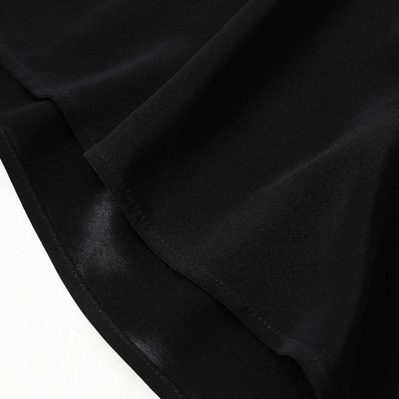 ChiffonTurn-down Collar 3/4 Sleeved Dress Spring and Autumn Large Size Loose Above Knee Length Buttons Color Stitching
