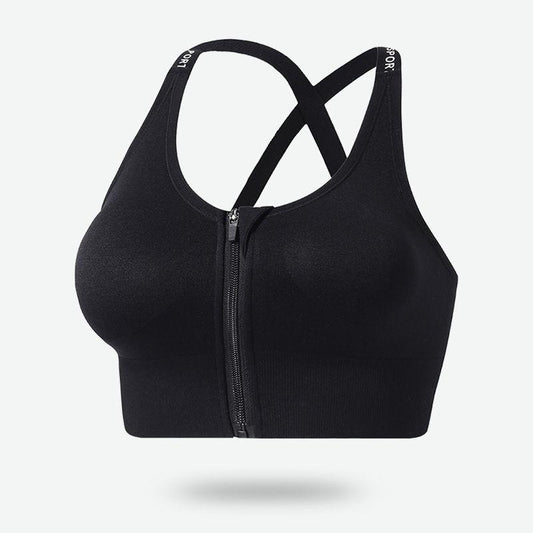 No Rims Yoga Sports Bra Front Buckle Zipper Vest Type Large Size Running Shockproof Gathered Underwear Women