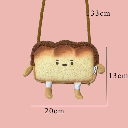 Cute Cartoon Toast Coin Purse Fluffy Messenger Bag Cute Small Bag Wild Mini Bag Girl Student Outing Trip Crossbody Bags