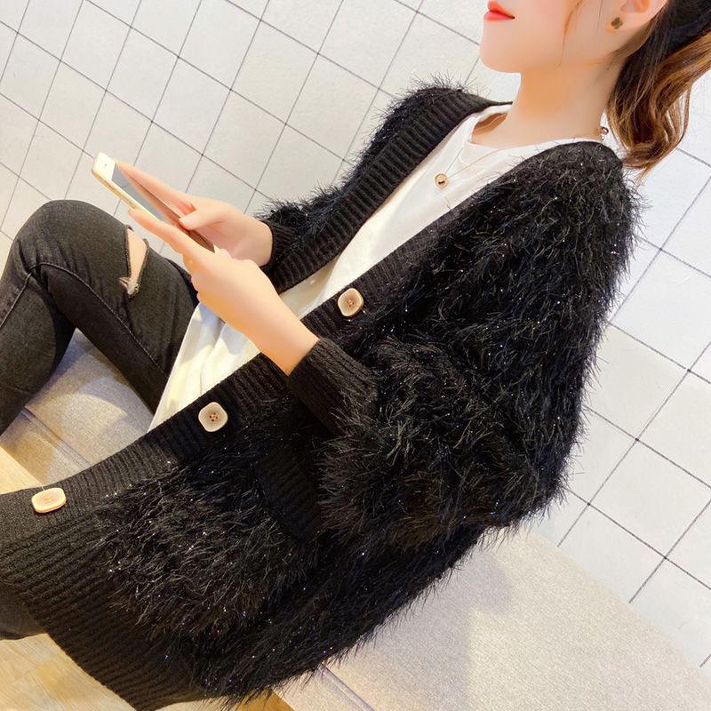 Autumn and winter sweater thick knitted jacket mid-length fashion simple young women's top