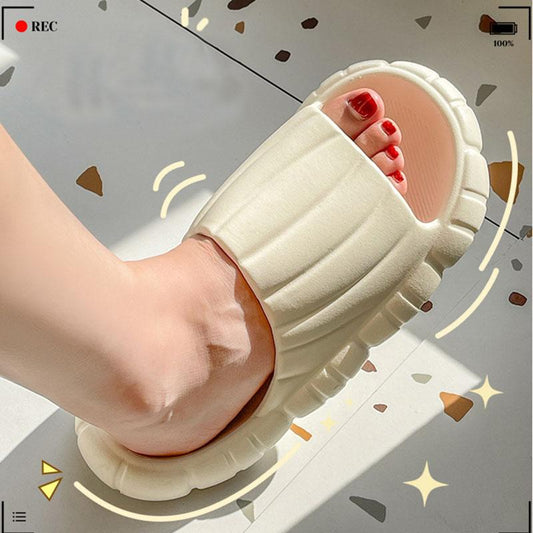 Couple Slippers Summer Solid Color Outdoor Shoes Soft Lightweight Slippers Indoor Bathroom Non-Slip Slippers Thick Sole Slippers Unisex