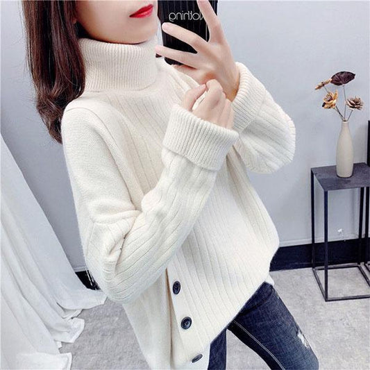 Sweater Turtleneck Plus Size Women's Fat Mm Loose and Thin Knitted Top